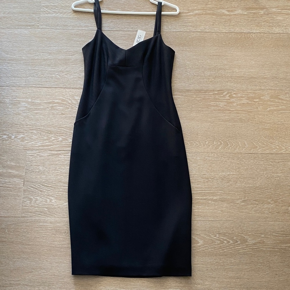 BCBG Sleek Black Midi Dress, Vintage, siize 2, NWT - Picture 1 of 8